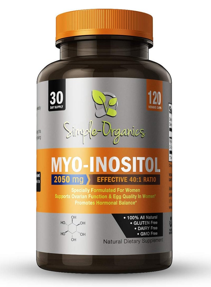 Simply Organic Simple Organics Myo Inositol Supplement 2050mg 120 Capsules - Image 1