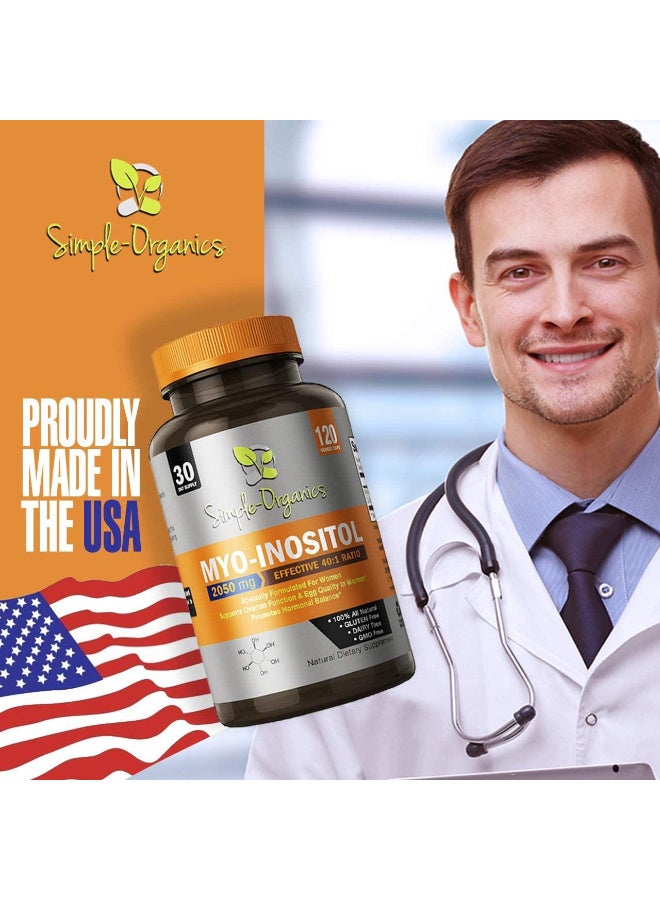Simply Organic Simple Organics Myo Inositol Supplement 2050mg 120 Capsules - Image 4