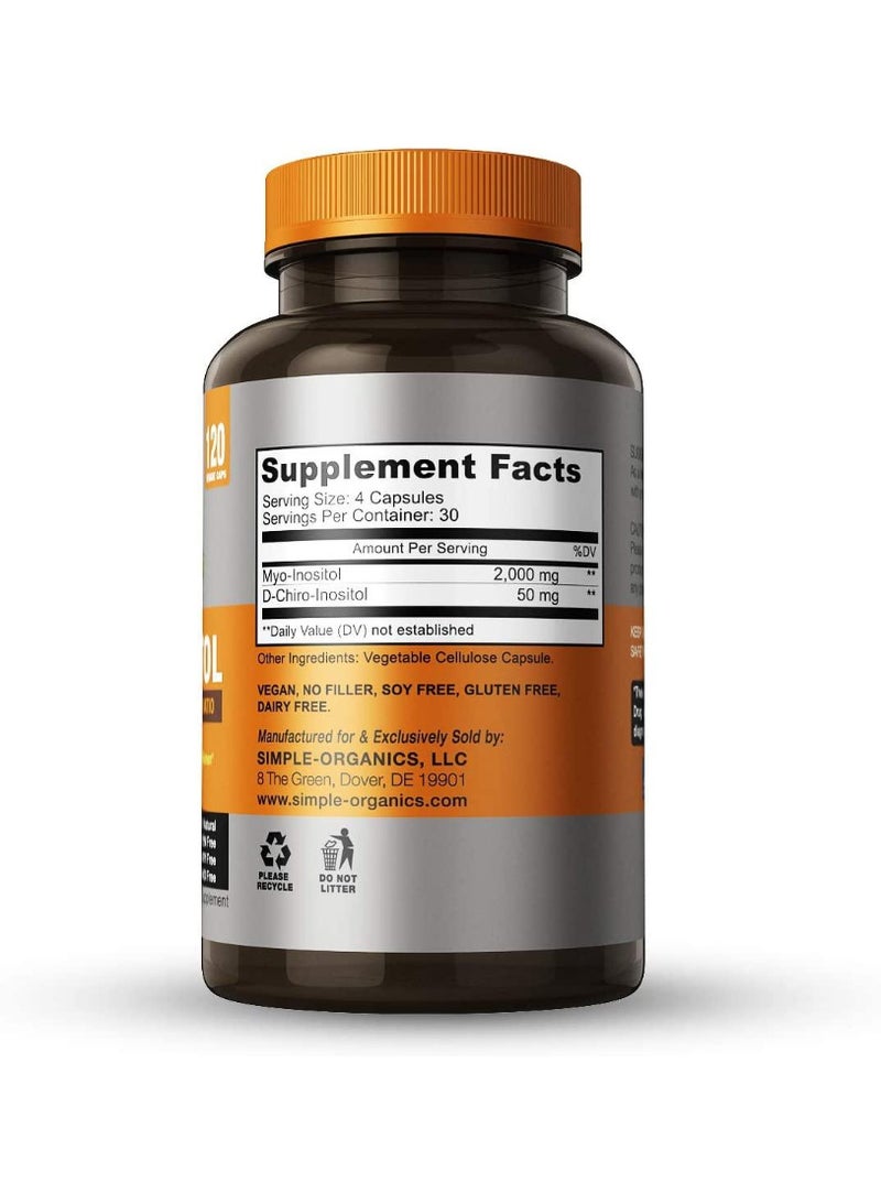 Simply Organic Simple Organics Myo Inositol Supplement 2050mg 120 Capsules - Image 2