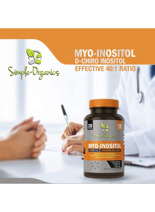 Simply Organic Simple Organics Myo Inositol Supplement 2050mg 120 Capsules - Image 3