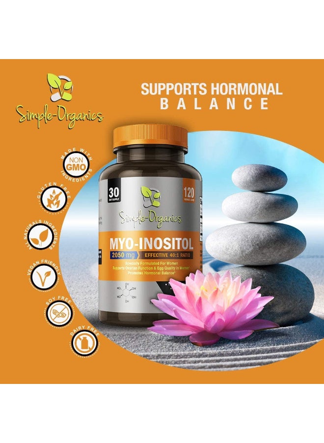 Simply Organic Simple Organics Myo Inositol Supplement 2050mg 120 Capsules - Image 5