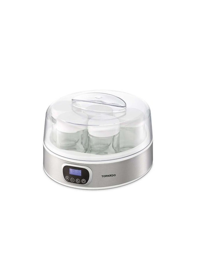 TORNADO - TORNADO Yoghurt Maker 18 Watt 7 Glass Cups White x Stainless TYM-18 - Image 1