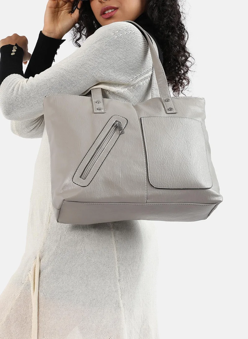 Haute Sauce  Solid Zip Lock Regular Faux Leather Hand Bag for Women | Best Price UAE