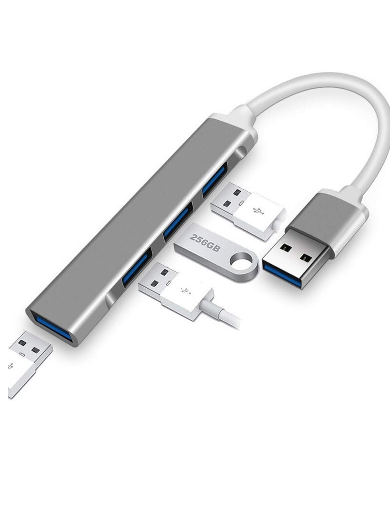 محول من USB 3 لنقل البيانات الى بعدد 4 منافذ رفيع للغاية متوافق مع بلاي ستيشن 4 و5 والكمبيوتر وماك بوك اير واكس بي اس وXbox One وفلاش ميموري وهارد HDD خارجي رمادي  - Image 1