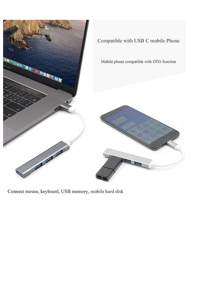 محول من USB 3 لنقل البيانات الى بعدد 4 منافذ رفيع للغاية متوافق مع بلاي ستيشن 4 و5 والكمبيوتر وماك بوك اير واكس بي اس وXbox One وفلاش ميموري وهارد HDD خارجي رمادي  - Image 3