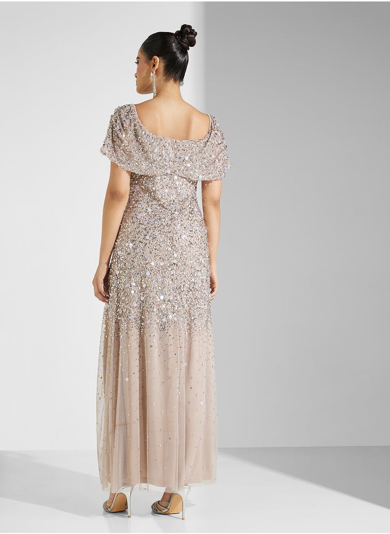 Amelia Rose - Bardot Sequin Maxi Dress - Image 1