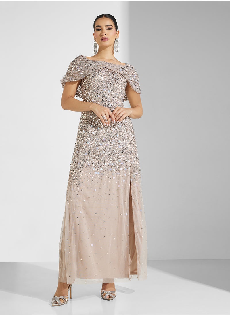 Amelia Rose - Bardot Sequin Maxi Dress - Image 1