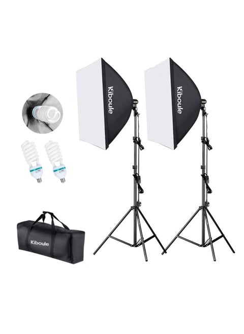 Softbox Lighting Kit 24x24 inches/60x60 Centimeters Soft Box  85W 5500K E27 Bulb Continuous Photography Lighting, Photo Studio Lights Equipment for Camera Shooting Video Recording