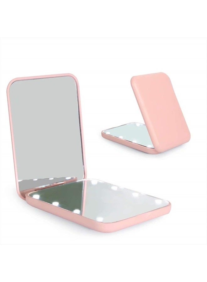 wobsion Compact Mirror, Led Pocket Mirror,1x/3x Magnifying Mirror with Light,2-Sided Handheld Magnetic Switch Fold Mirror,Small Travel Makeup Mirror,Lighted Compact Mirror for Purse,Gifts(Pink) - Image 1