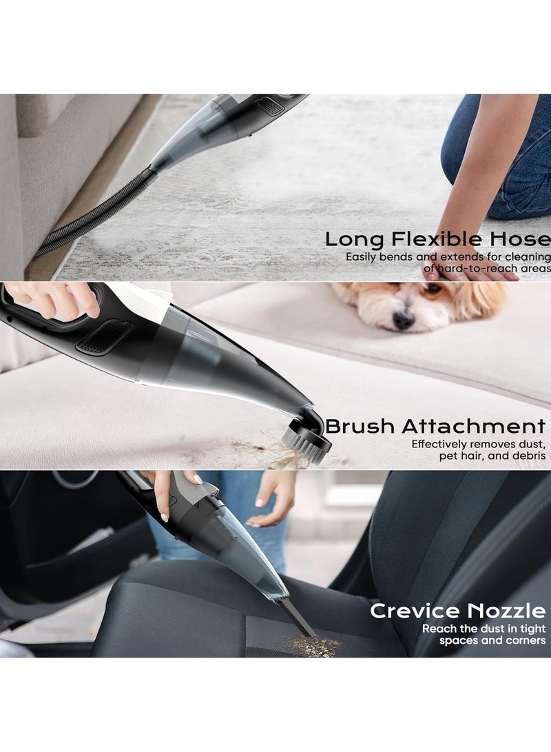 Handheld Vacuum Cordless, 13000Pa Strong Suction Car Vacuum Cleaner with LED Light, Portable Hand Vacuum with Multi-Nozzles, Small Hand Held Vacuum Cordless for Car, Home, Pet - Image 4