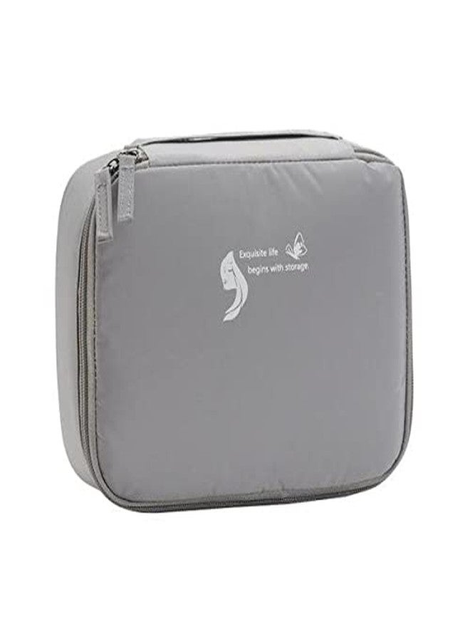DR Mall Nylon Travel Cosmetic Bag Makeup Pouch for Zippered Cosmetic Bag Vanity Bag with Adjustable Compartment Women, and Girls with Dividers (Grey) - Image 1