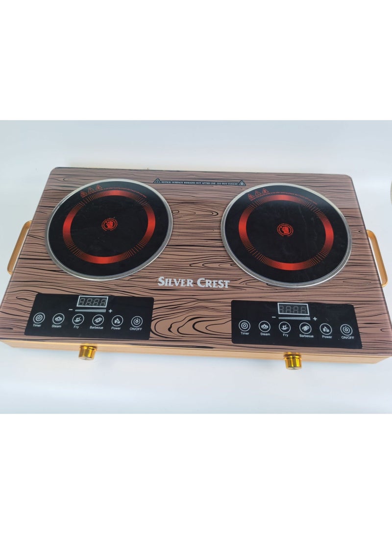 Silver Crest Double Infrared Electric Cooker SC-22 3500W+3500W Ceramic Cooktop Featuring Dual Heating Plates, LED Digital Display, Intelligent Touch Panel, Energy Efficient Heating and Overheat Protection System - Image 3
