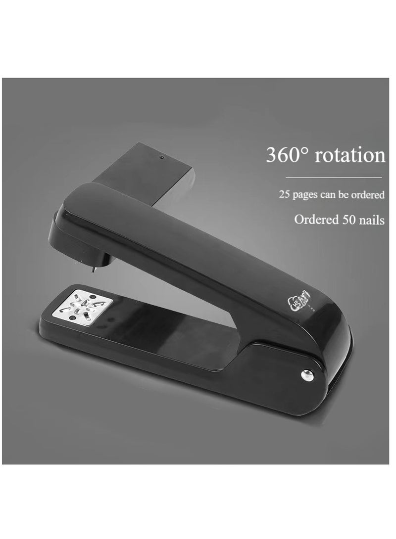 Pretocter Portable 360° Rotary Stapler, Student Stationery,  Office Stapler - Black  - Image 1