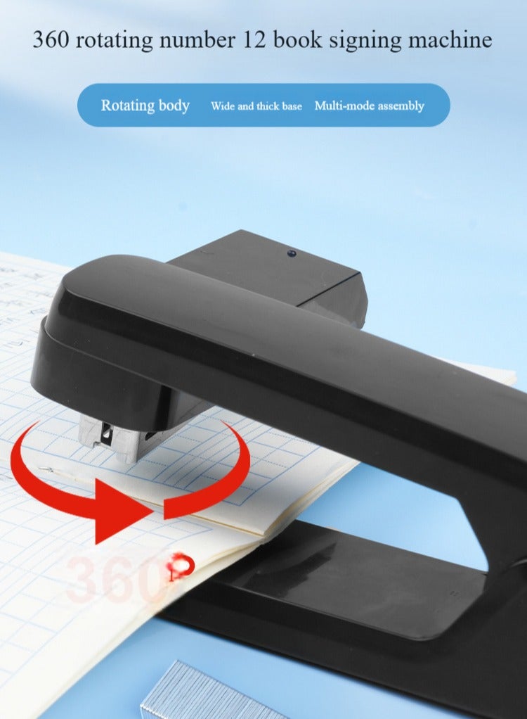 Pretocter Portable 360° Rotary Stapler, Student Stationery,  Office Stapler - Black  - Image 2