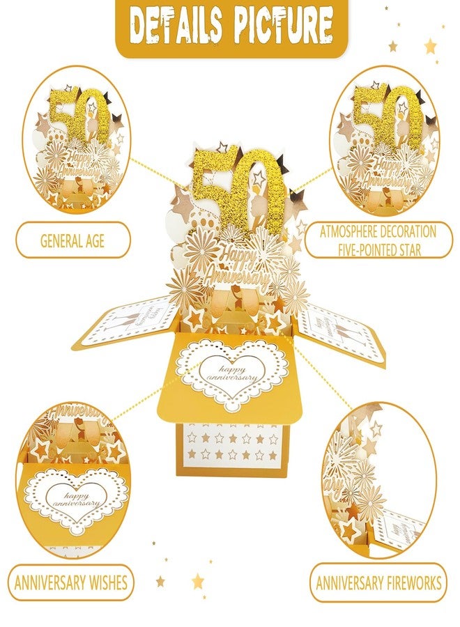 Asmallgf Happy 50th Anniversary Pop Up Card Gifts for Couple - Image 3