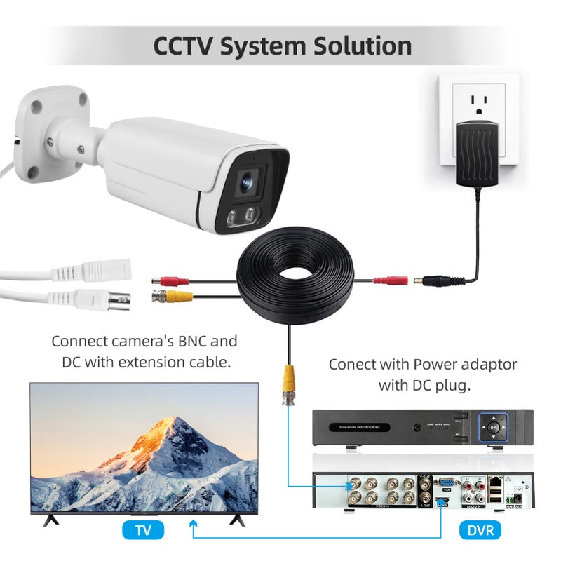 كاميرا المراقبة المركزية (CCTV) بنظام أمن بدقة عالية 1080P - كاميرا مراقبة بمنظور ليلي محسّن للاستخدام في الداخل والخارج من المنزل والفيلا والمدرسة والمحل والمكتب والحديقة والمستودع والمرآب - Image 4