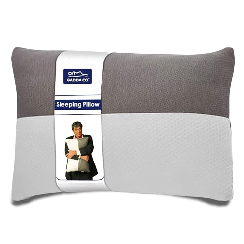 GADDA CO Hollow Sleeping Fiber Pillow with Zip | Set of 1| Height Adjustable Sleeping Pillow, Soft and Fluffy | White and Grey, Standard Size with 3 Months Warranty - Image 1