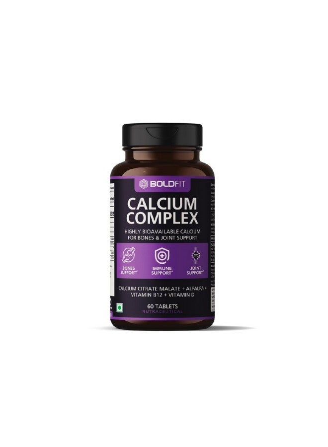 Boldfit Calcium Complex Supplement 1000mg With Alfalfa For Women And Men. Calcium Citrate Malate With Vitamin D2 And B12. Ideal For Immunity, Bone And Joint Support. (60 Vegetarian Tablets), 60 count - Image 1