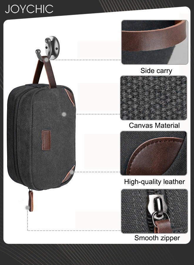 Joychic حقيبة أدوات الزينة الجديدة ذات الطراز السميك للسفر للنساء والرجال، حقيبة تنظيم أدوات الحلاقة والحمام بمقبض، باللون الأسود - Image 2