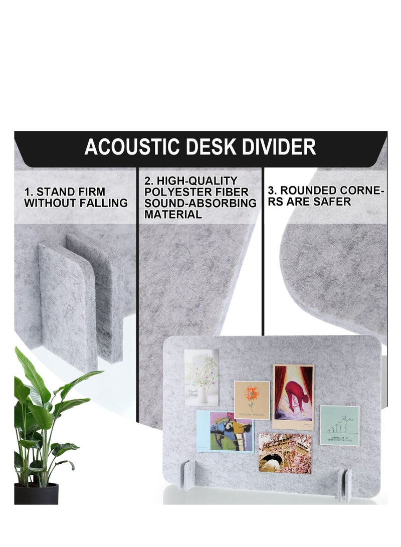 2 Pcs Desk Privacy Panel of Acoustic Freestanding, Desk Divider Desk Partition Noise Reducing Mounted Sound Proof Dividers, Lightweight with Support Feet for Classroom Room Table (Silver Gray) - Image 2