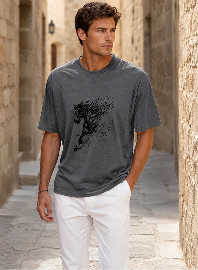 Hero Basic Oversized Horse Print T-Shirt