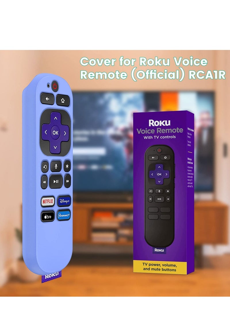 Glowing Remote Cover for Roku Voice Remote RCA1R 2023 New Slip-Resistant Silicone Control Case with Lanyard (Blue) - Image 3