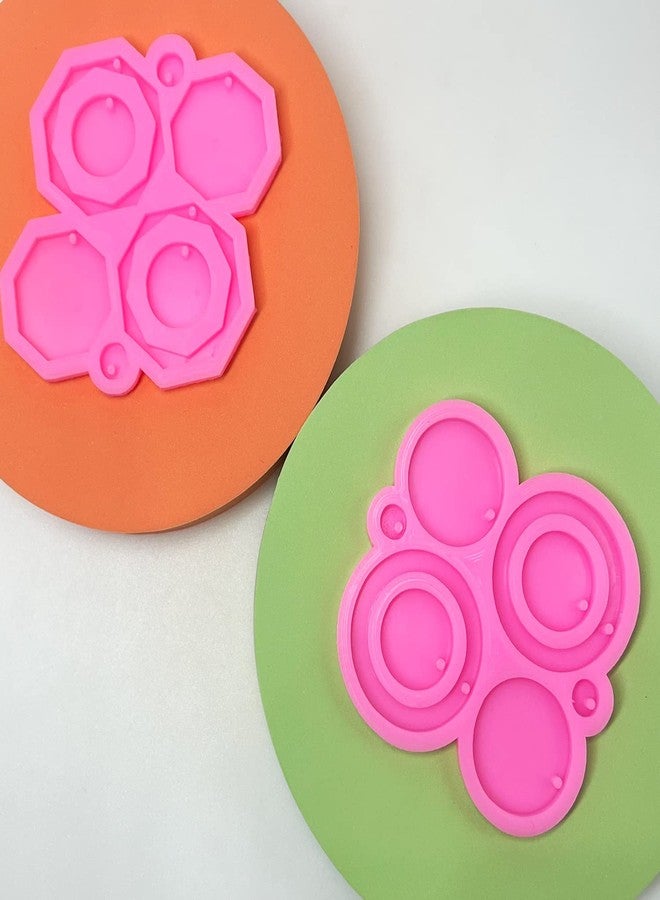 Yayatty Jewelry Casting Silicone Molds, 2 PCS Earring Resin Molds Resin Ring and Polygon Shape Earring Molds Silicone with Ear Hooks, Jump Rings for DIY Earrings, Pendant Craft Supplies - Image 2