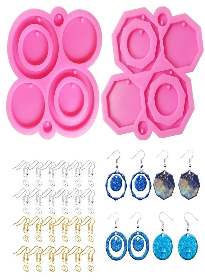 Yayatty Jewelry Casting Silicone Molds, 2 PCS Earring Resin Molds Resin Ring and Polygon Shape Earring Molds Silicone with Ear Hooks, Jump Rings for DIY Earrings, Pendant Craft Supplies - Image 1