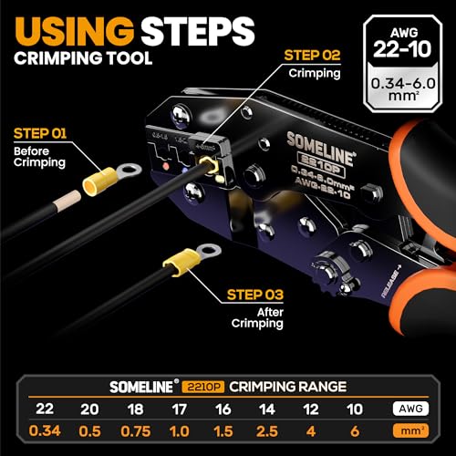 SOMELINE Wire Terminals Crimping Tool, with 30 Sizes Insulated Ratcheting Terminals Crimper Kit of AWG 22-10 Insulated Electrical Butt Bullet Spade Fork Ring Spade Splice Crimp Terminals - Image 2