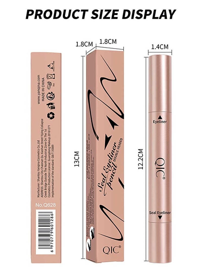 QIC - Blue Seal Eyeliner Pencil Liquid Eyeliner Stamp Wing Liner Blue Winged Eyeliner Stamps for Cat Eyes Long Lasting Super Slim Precise Felt Tip Liquid Double Headed Eye Liner Tattoo Tools 03 - Image 1