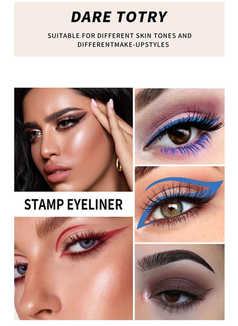 QIC - Blue Seal Eyeliner Pencil Liquid Eyeliner Stamp Wing Liner Blue Winged Eyeliner Stamps for Cat Eyes Long Lasting Super Slim Precise Felt Tip Liquid Double Headed Eye Liner Tattoo Tools 03 - Image 1