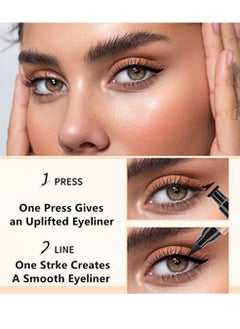 QIC Blue Seal Eyeliner Pencil Liquid Eyeliner Stamp Wing Liner Blue Winged Eyeliner Stamps for Cat Eyes Long Lasting Super Slim Precise Felt Tip Liquid Double Headed Eye Liner Tattoo Tools 03  - Image 3