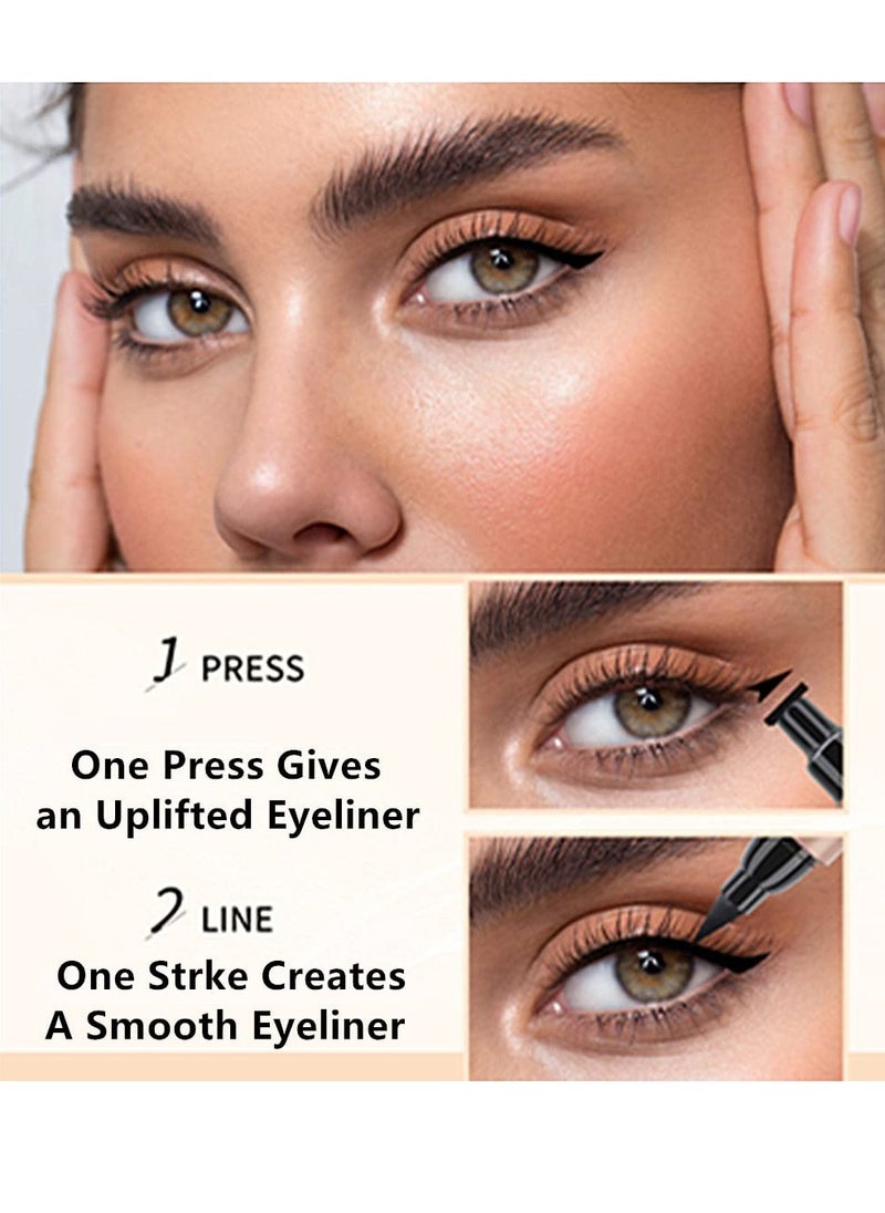 QIC - Blue Seal Eyeliner Pencil Liquid Eyeliner Stamp Wing Liner Blue Winged Eyeliner Stamps for Cat Eyes Long Lasting Super Slim Precise Felt Tip Liquid Double Headed Eye Liner Tattoo Tools 03 - Image 1