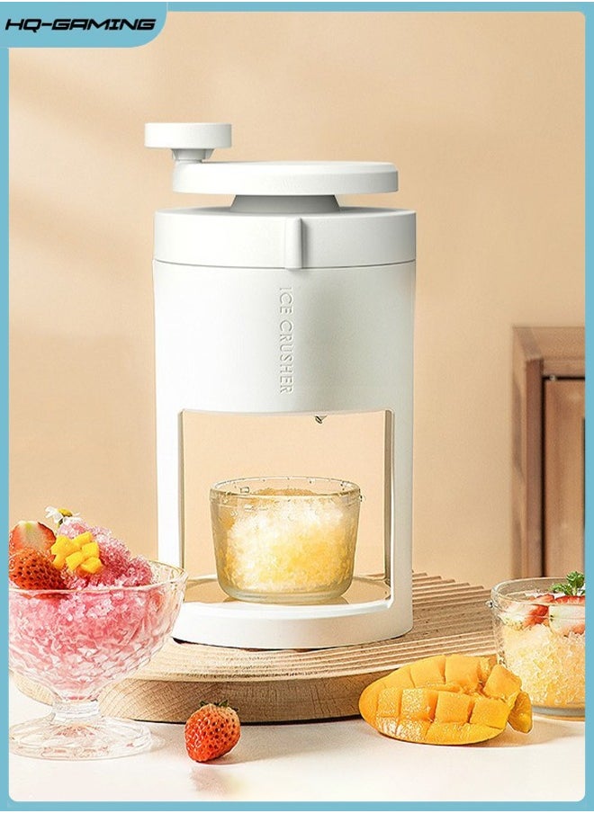 HQ-GAMING - Shaved Ice Machine, Snow Cone Machine, Manual Portable Ice Crusher With Ice Tray Glass Container Suitable For Making Smoothies Milkshakes Drinks - Image 1
