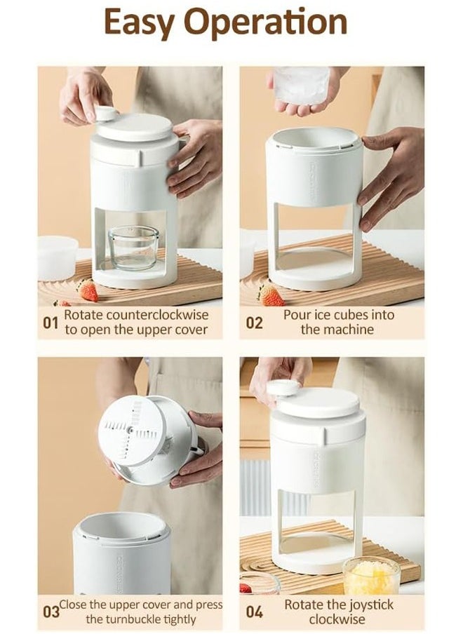 HQ-GAMING - Shaved Ice Machine, Snow Cone Machine, Manual Portable Ice Crusher With Ice Tray Glass Container Suitable For Making Smoothies Milkshakes Drinks - Image 1
