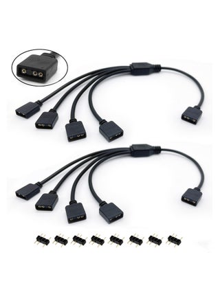 5V 3Pin Addressable RGB 1 to 4 Splitter Cable, Y-Shaped ARGB Fan Connector and Pc Led Strip Extension Cable, Equipped with 8 Male pins, 53ARGB (2 Pack) - pzsku/ZBDC3D929D4AF6AB9298EZ/45/_/1713434546/8635c538-6ab0-4409-9130-da414d2a35dd