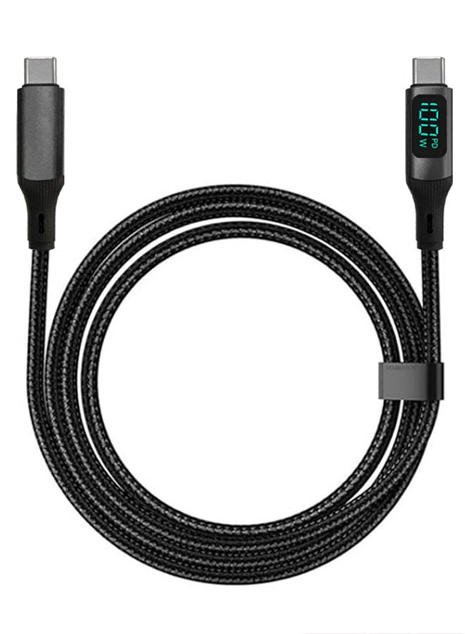 CATANES 2Packs 100W Fast Charging Cable USB-C to USB-C - Built-in Power Display, PD 3.0 & Durable Braided Design 1M - Black - Image 4