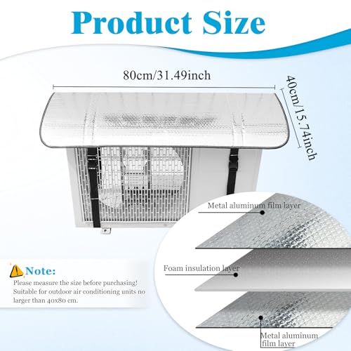 TecoKart® AC Outdoor Unit Cover | Heat-Insulated, Weather-Resistant Protection | 40x80cm AC Outdoor Unit Protector for Extend AC Lifespan & Boost Energy Efficiency (1 Ton, 1.5 Ton) - Image 2