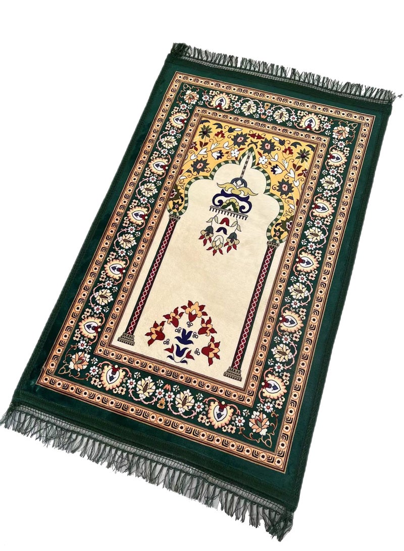 ستارجولد سجادة صلاة تركية تقليدية، مقاس كبير 70 × 110 سم، سجادة صلاة إسلامية متعددة الألوان، سجادة جانماز للرجال والنساء المسلمين - أخضر