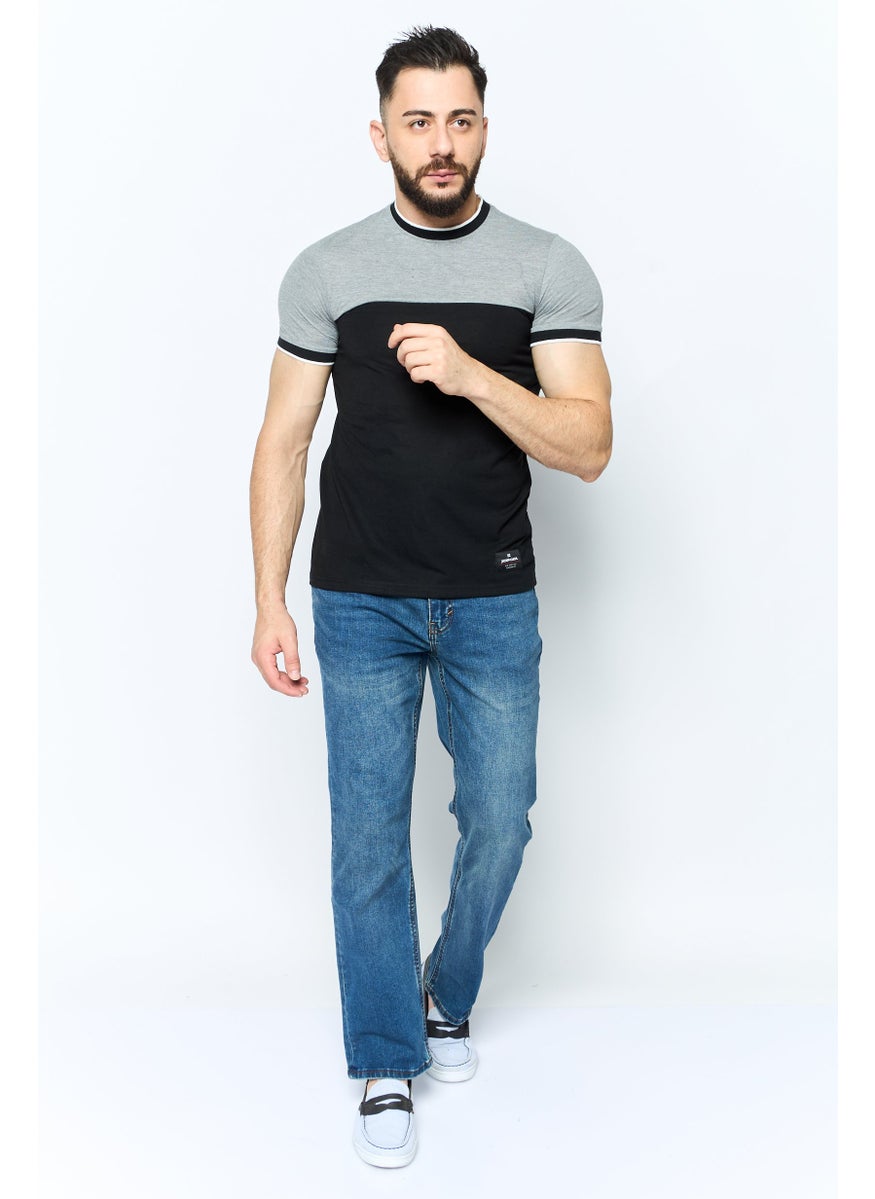Modern Culture Men Round Neck Short Sleeves Heather T-Shirt, Black  - Image 2