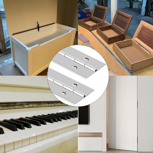 GRRONZEE Piano Hinge 30 Inch Heavy Duty Stainless Steel Piano Hinge Continuous Hinge for Cabinet, Door, DIY Wood Boxes, 0.047" Leaf Thickness, 2" Open Width - Image 4