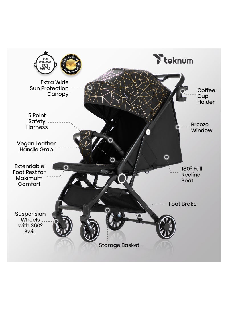 TEKNUM TravelZen Stroller with Coffee Cup Holder - Black Gold - Image 2