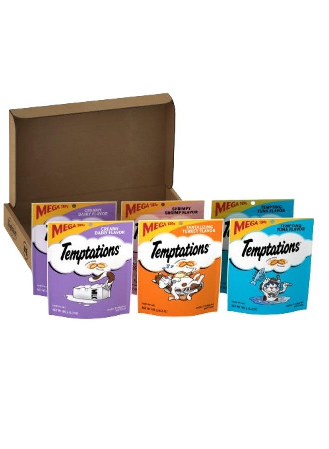 Temptations Classic Crunchy And Soft Cat Treats Variety Pack With Creamy Dairy, Tempting Tuna, Shrimpy Shrimp, And Tantalizing Turkey Flavors, (6) 6.3 Oz. Pouches - Image 1