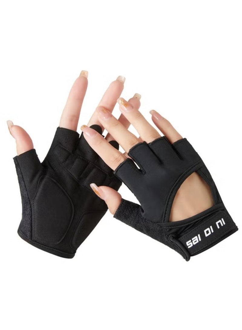 Gym Hand Gloves with Anti-skid and Wear-resistant, Comfortable Exercise Gloves and Breathable Gym Gloves Weight Lifting Gloves, Black M - Image 1