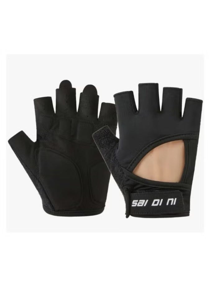 Gym Hand Gloves with Anti-skid and Wear-resistant, Comfortable Exercise Gloves and Breathable Gym Gloves Weight Lifting Gloves, Black M - Image 3