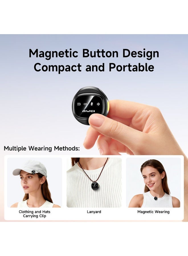 Awei Dual Wireless Magnetic Lavalier Mic - Mk3 - Black - Image 4
