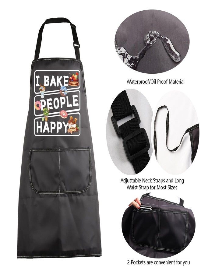 MBMSO Baking Apron Funny Baker Gifts for Bake Lover Kitchen Cooking Apron I Bake People Happy Apron Baking Gifts for Bakers (I Bake Apron-black) - Image 5