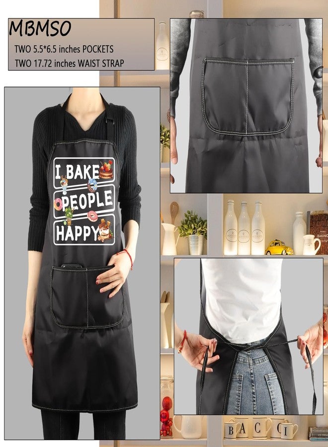 MBMSO Baking Apron Funny Baker Gifts for Bake Lover Kitchen Cooking Apron I Bake People Happy Apron Baking Gifts for Bakers (I Bake Apron-black) - Image 3