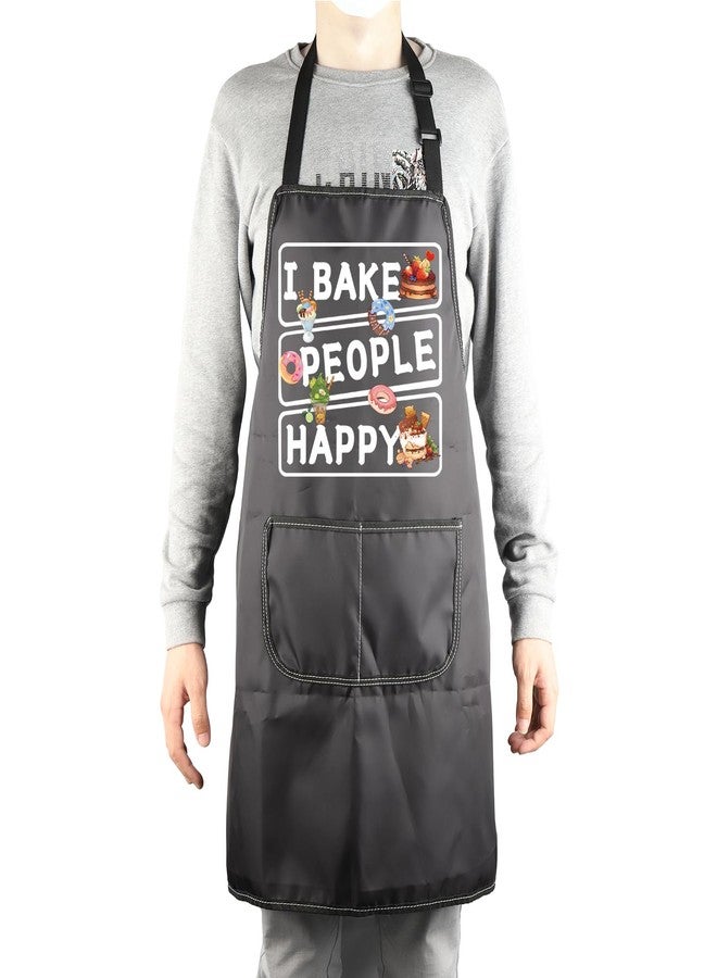 MBMSO Baking Apron Funny Baker Gifts for Bake Lover Kitchen Cooking Apron I Bake People Happy Apron Baking Gifts for Bakers (I Bake Apron-black) - Image 4