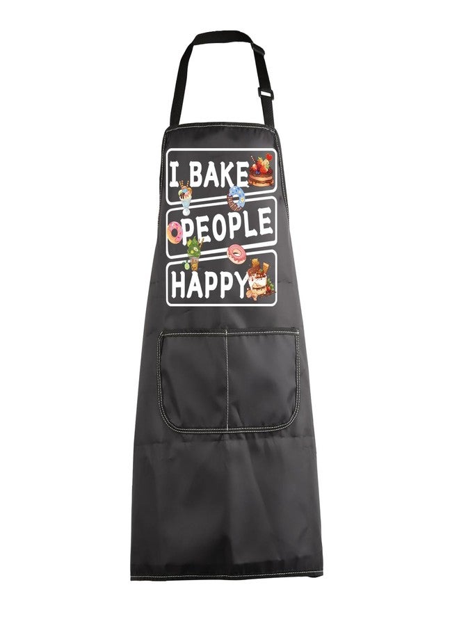 MBMSO Baking Apron Funny Baker Gifts for Bake Lover Kitchen Cooking Apron I Bake People Happy Apron Baking Gifts for Bakers (I Bake Apron-black) - Image 1
